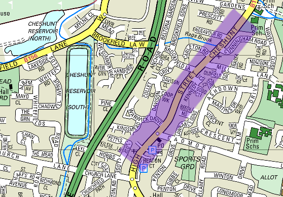 Escorts map for high street Cheshunt. Asian Escorts London maps