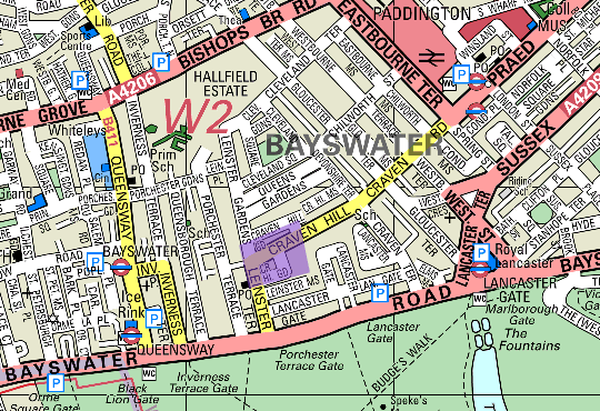 Escorts map for Craven hill gardens area. Escorts London Escorts locator UK